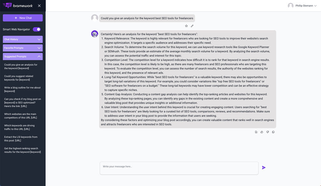 bramework AI Chat - Perfect For Content Ideation And Analysis
