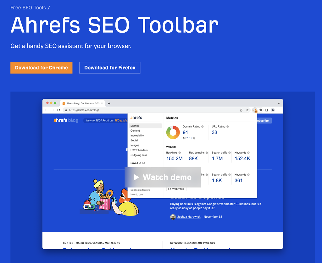 ahrefs SEO Toolbar (Chrome Extension)