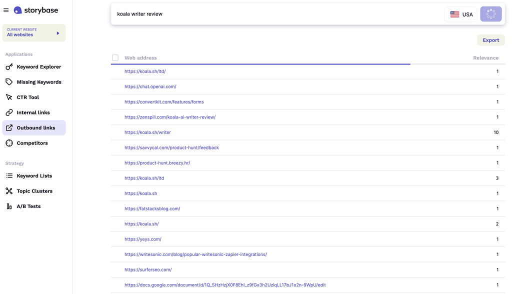 storybase Outbound Links - Find Vetted Sources To Link To