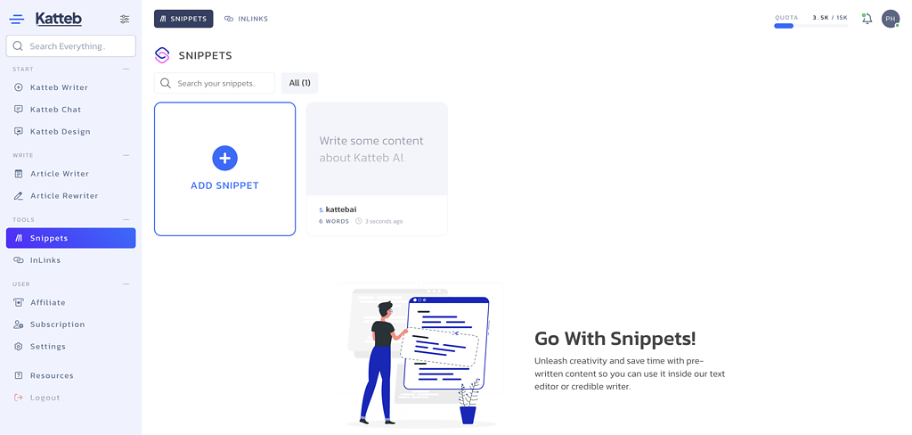 Snippets - Speed up your content writing