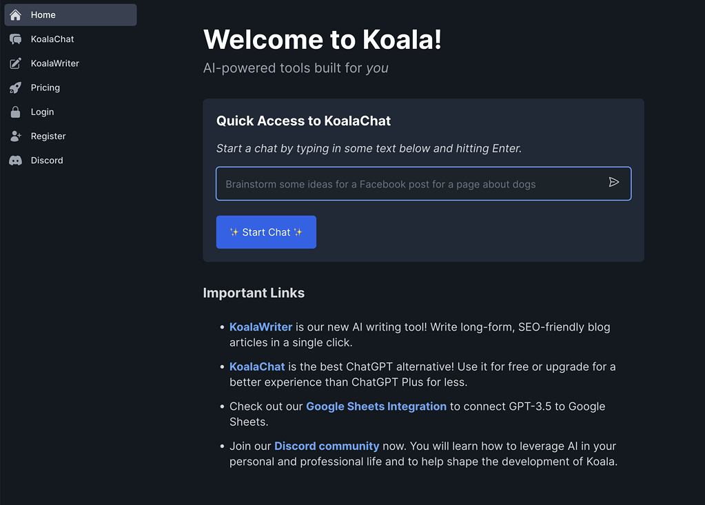 KoalaWriter website