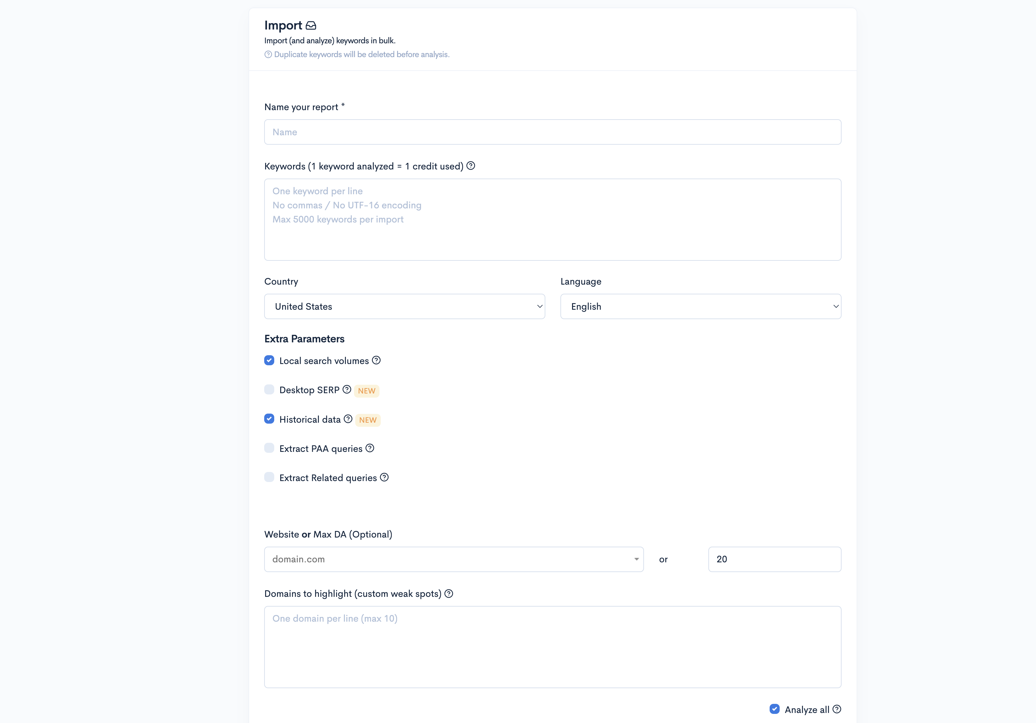 lowfruits import keywords