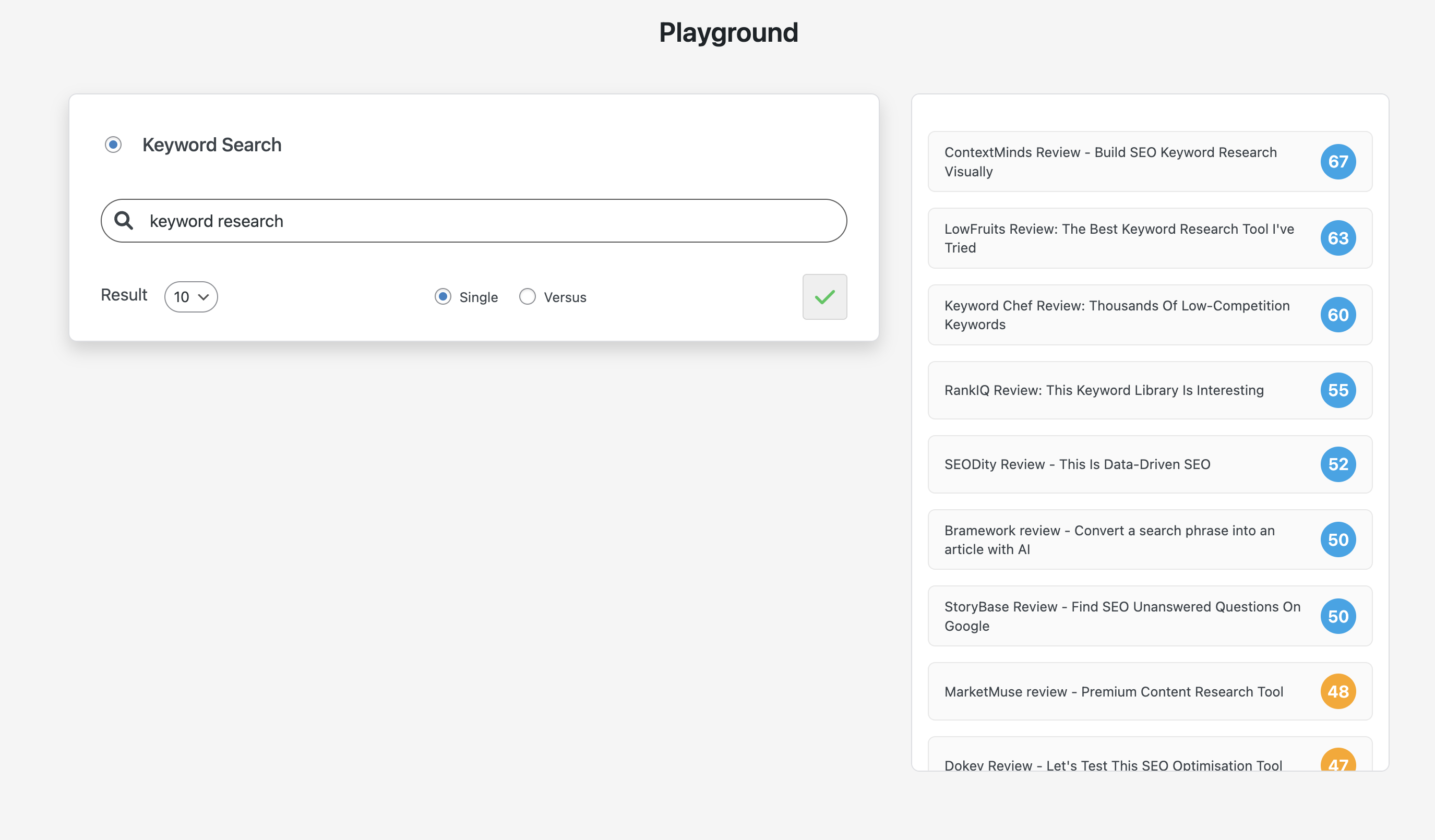 linksy Playground - Test Your Keywords