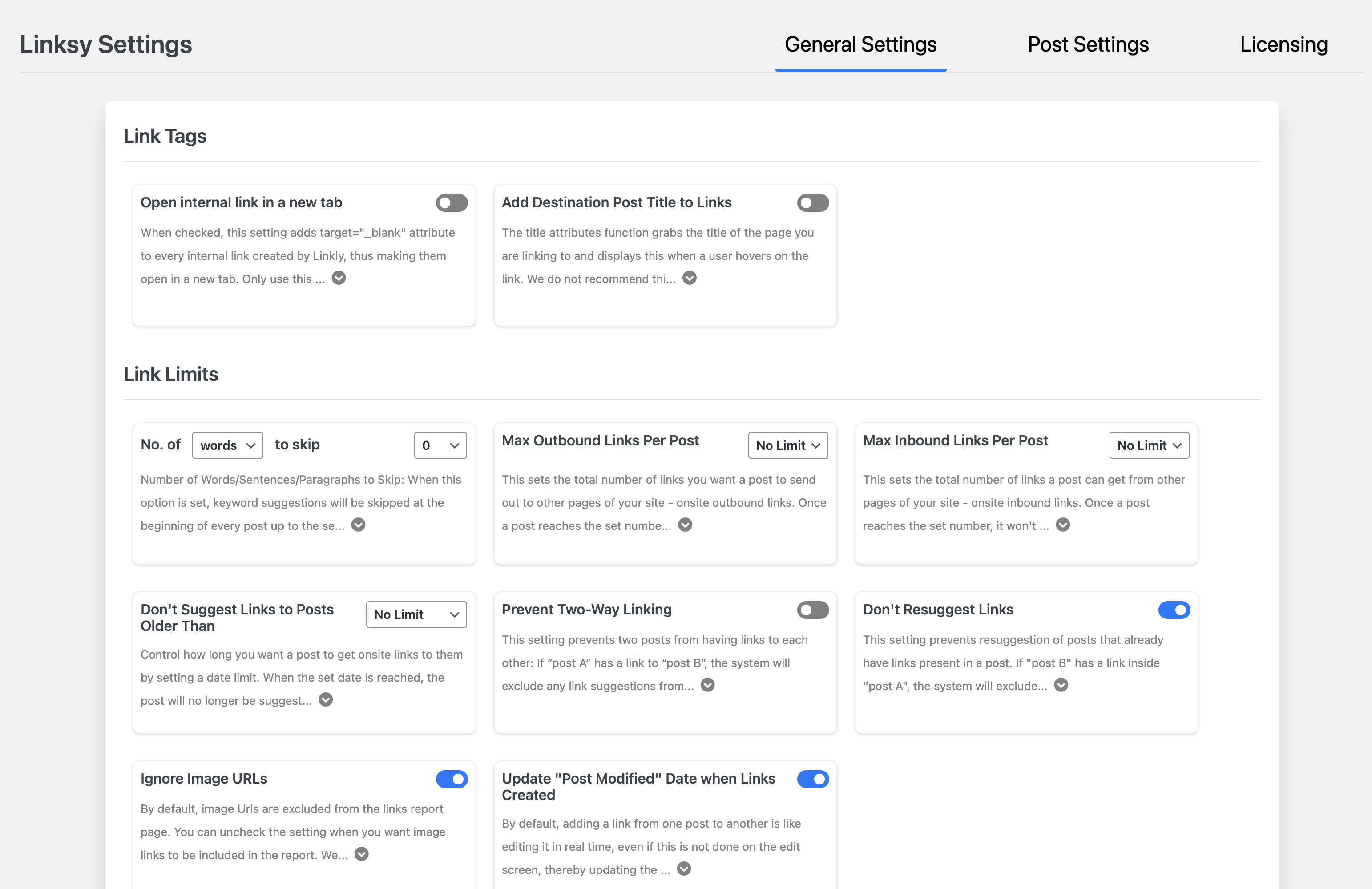 linksy Settings - Customise Your Linksy Experience