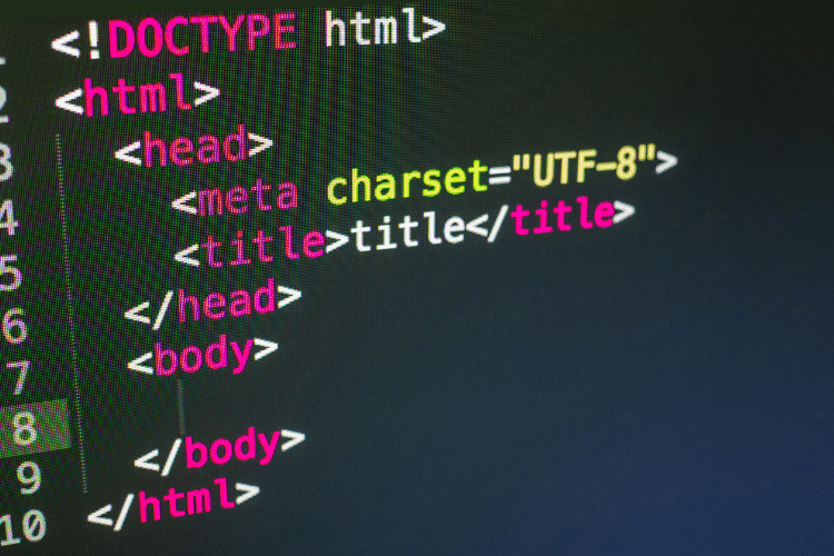 HTML code close up