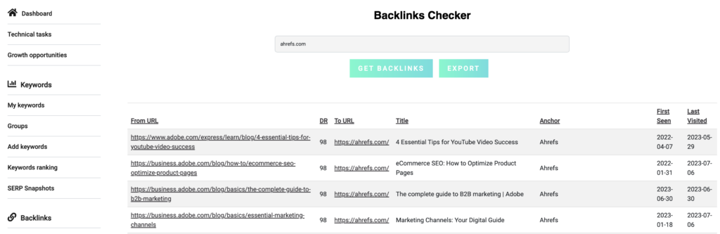 backlinks checker