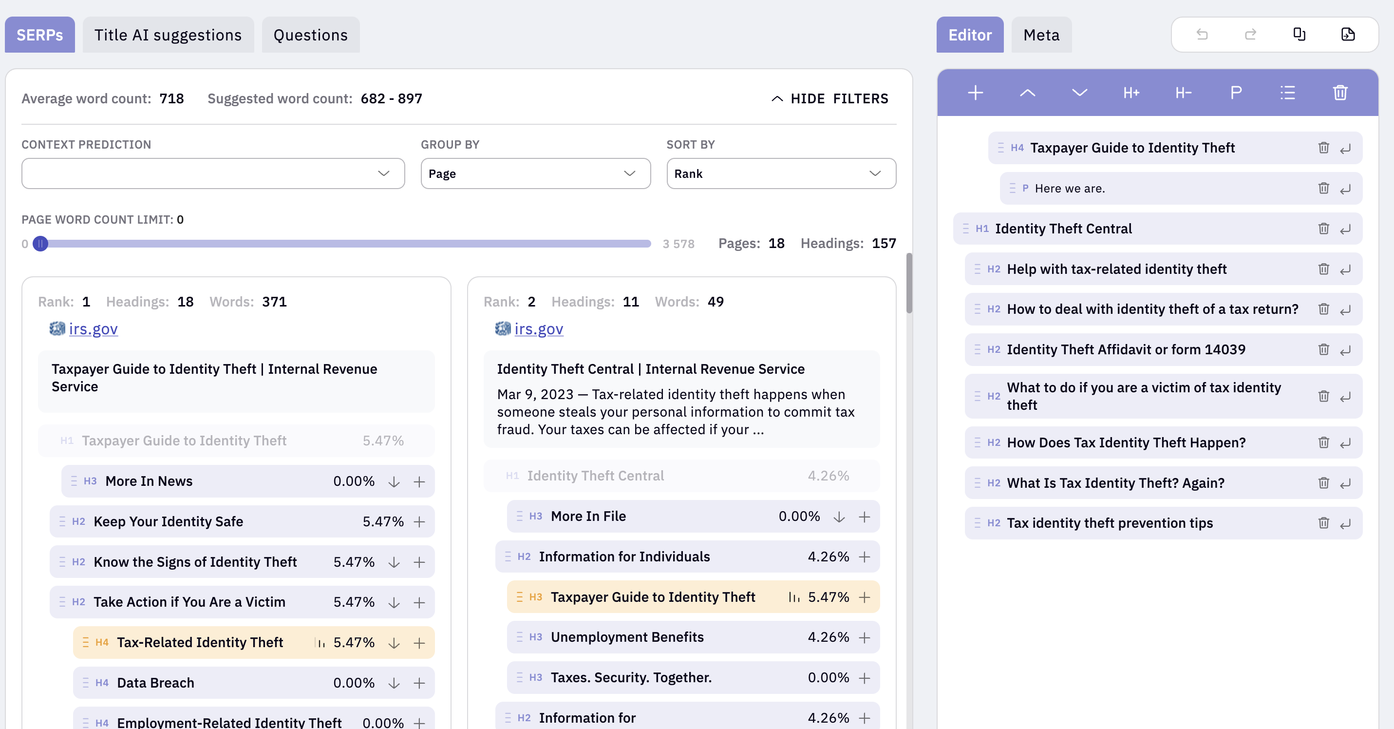 keyword insights content brief