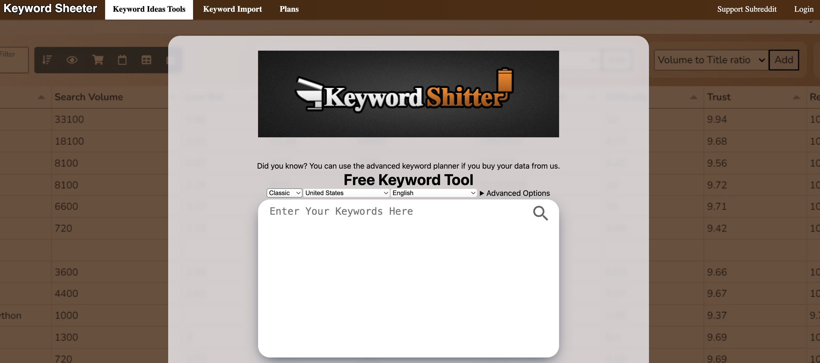 keyword sheeter website