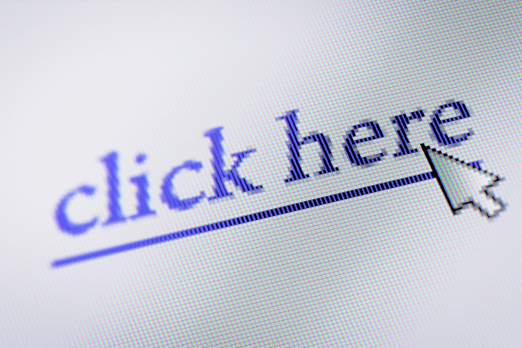 'Click here' on screen