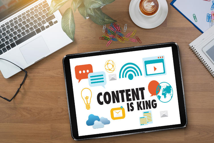 Content is King on a table on a desk
