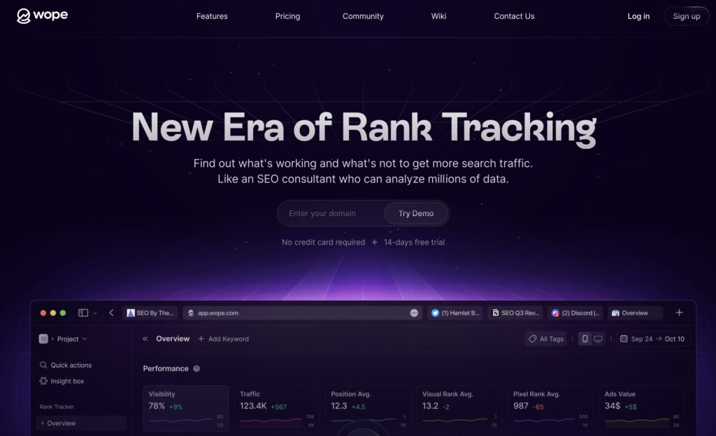 TrueRanker Review: Find Your SEO Competitors 8 wope website