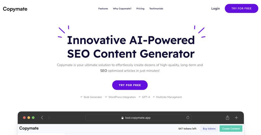 Blogely Review - A Complete Writing App With An AI Assistant 6 copymate-website