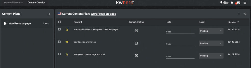 KWHero Review 2025: Features, Pricing & Alternatives 4 kwhero-Content-Plans-Create-Your-Topical-Map