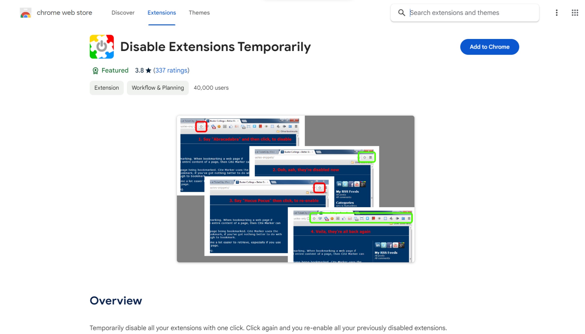 Disable-Extensions-Temporarily-Chrome-Extension