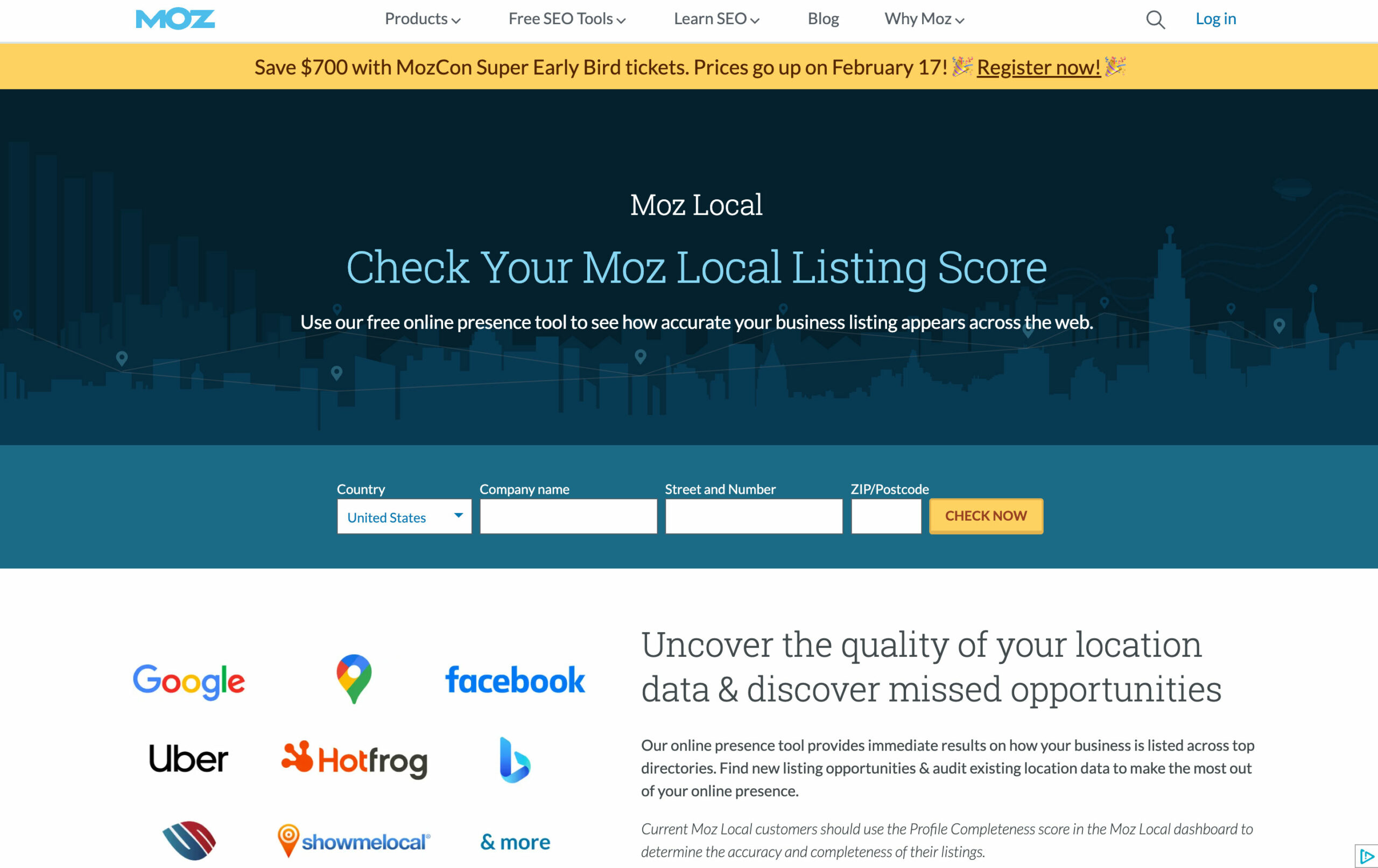 Moz Local Listing Store website