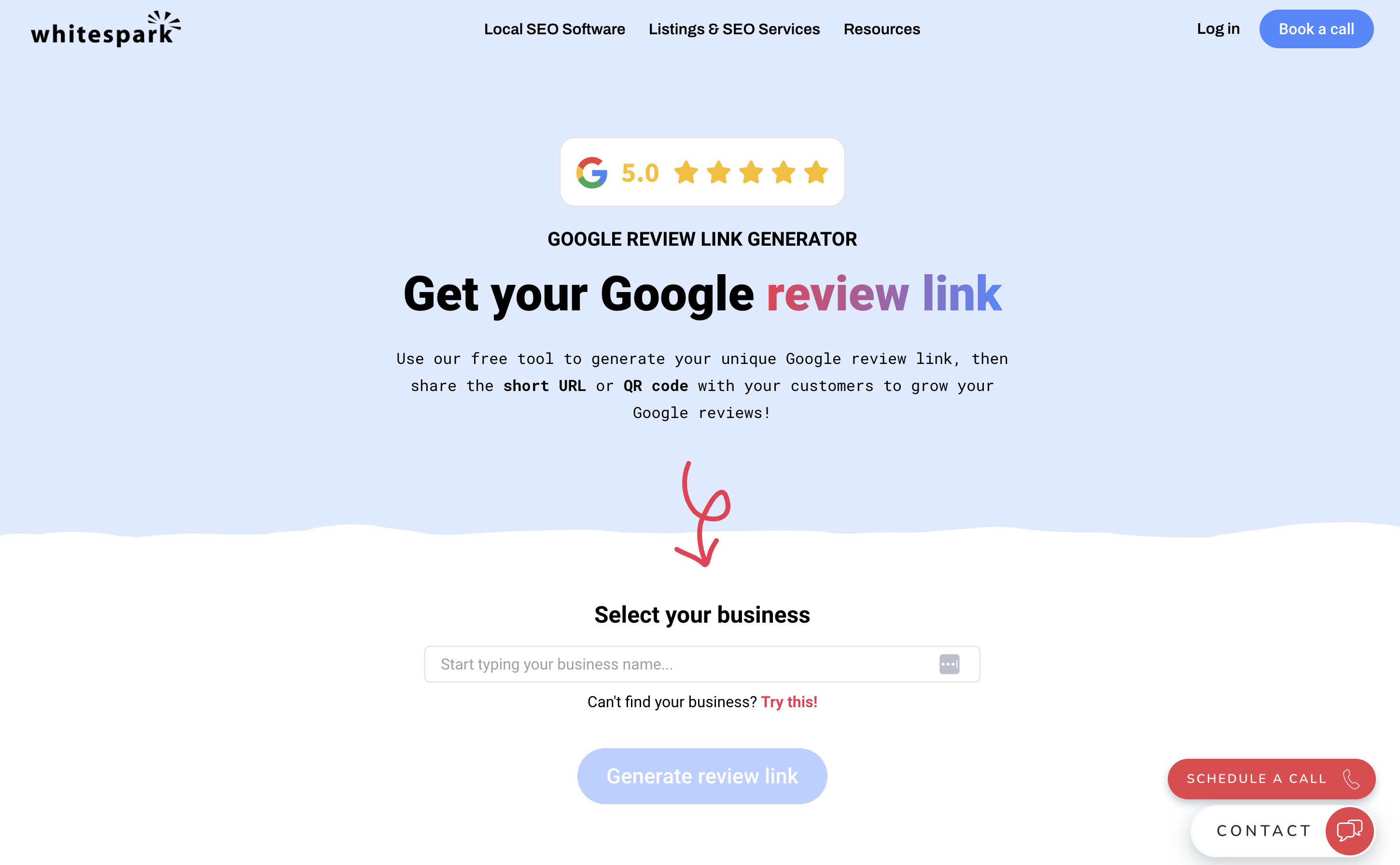 Whitesparks-Google-Review-Link-Generator-website