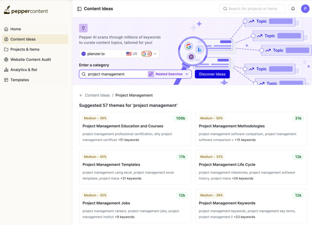 Pepper Content Review - AI Copywriting With Great Results 4 pepper-content-idea-generation