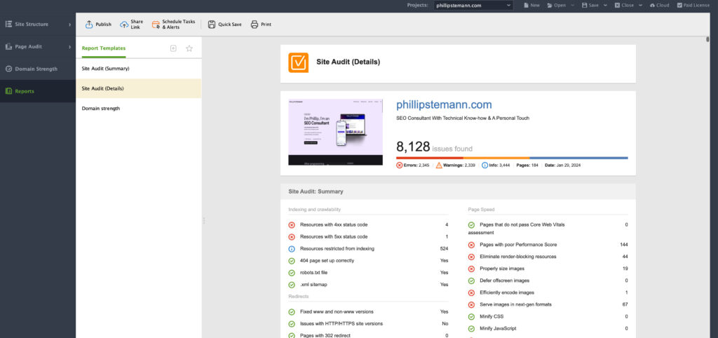 SEO Powersuite Review 2025 (All 4 Free SEO Tools Tested) 14 website-auditor-reports