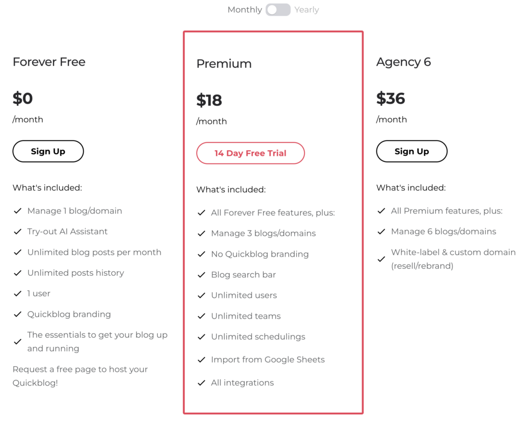quickblog-pricing