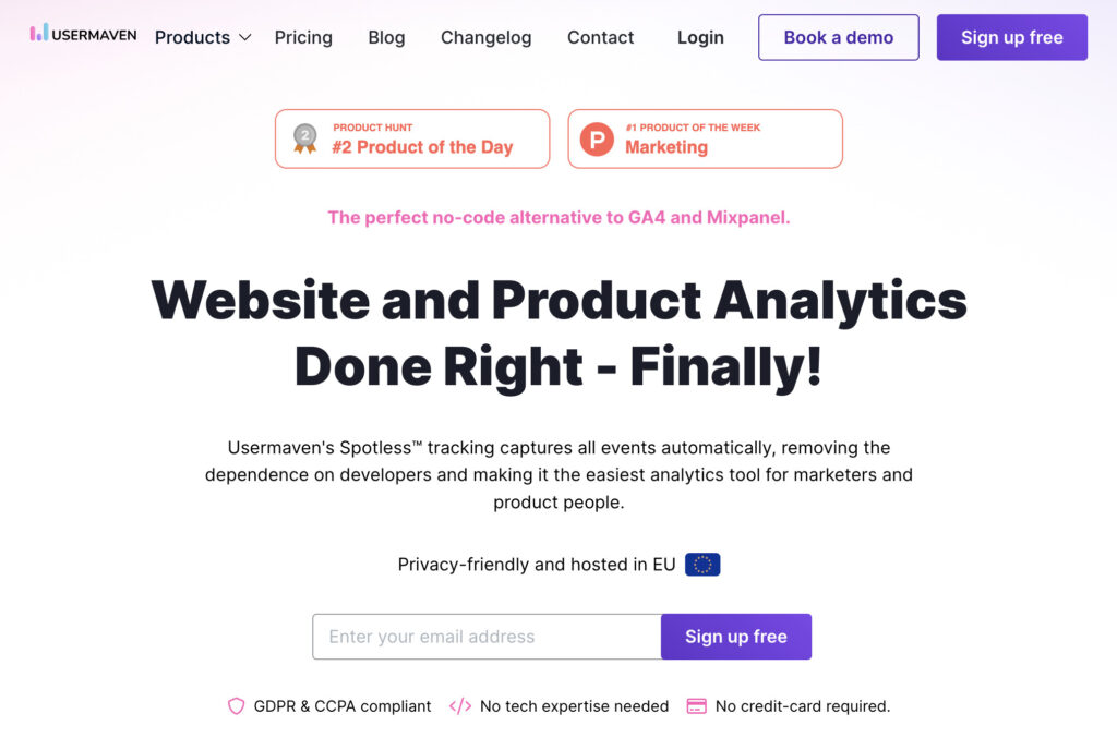 10 Alternatives To Google Analytics (Tested In 2025) 3 usermaven website