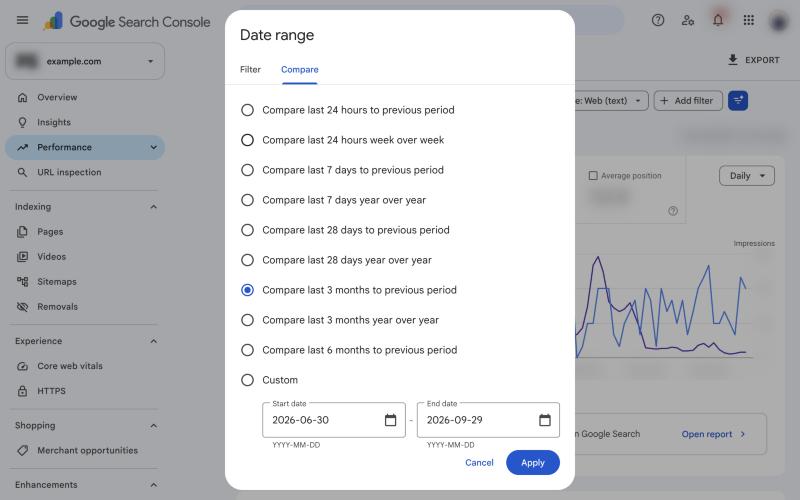 How to Use Google Search Console for SEO (+20 Tips) 16 Compare date ranges in the Google Search Console Performance report
