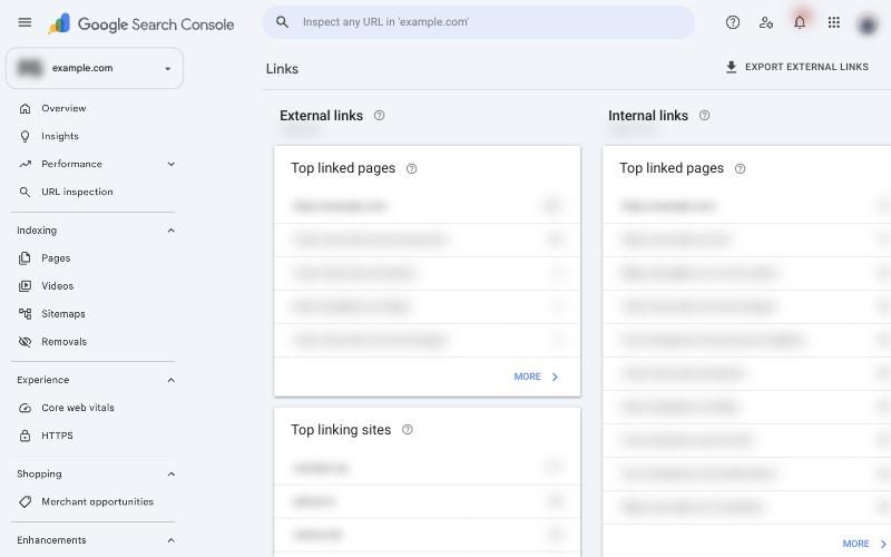 How to Use Google Search Console for SEO (+20 Tips) 11 Links report in Google Search Console with anonymized data