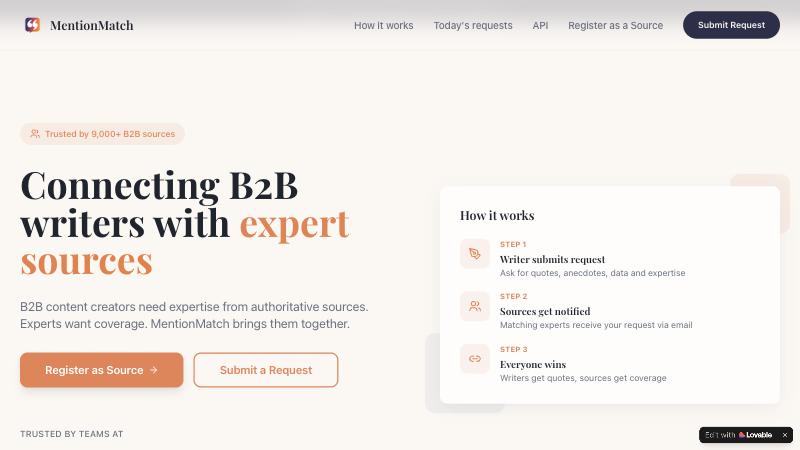 16 Best HARO Alternatives 5 MentionMatch homepage