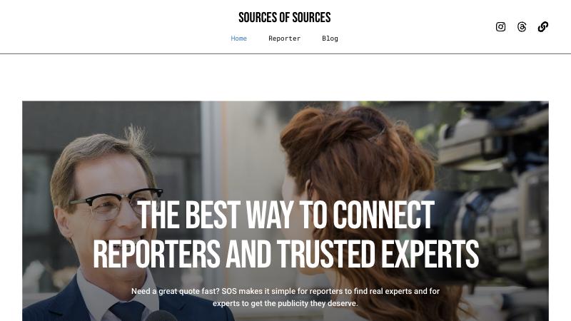 16 Best HARO Alternatives 1 Source of Sources (SOS) homepage